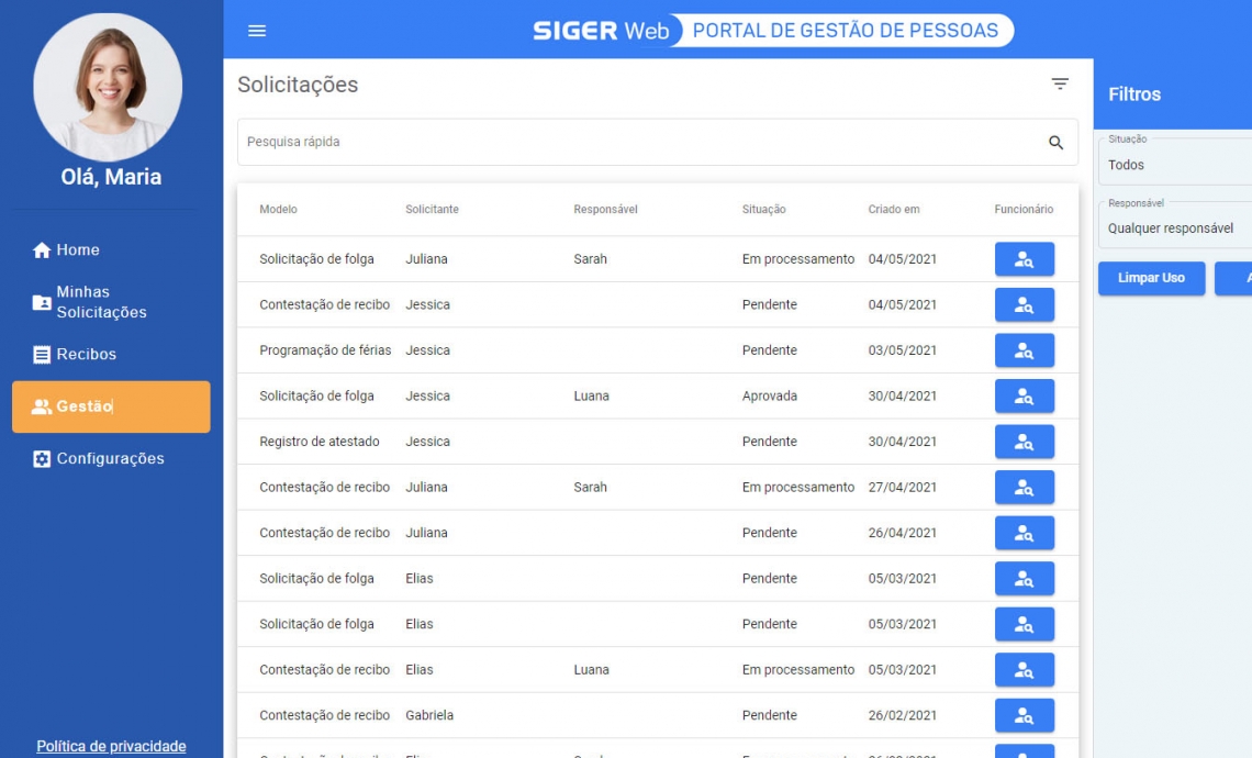 Controle de Solicitações do RH