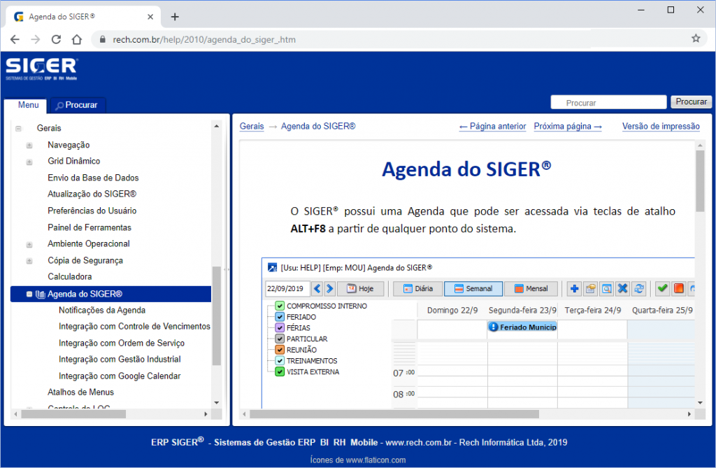 Integração com o Google Calendar - ERP SIGER