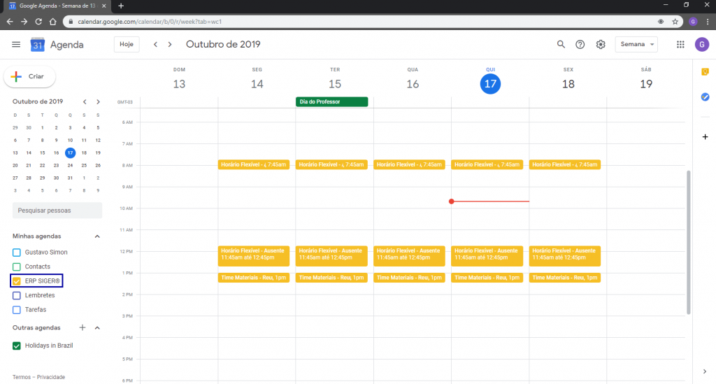 Integração com o Google Calendar - ERP SIGER