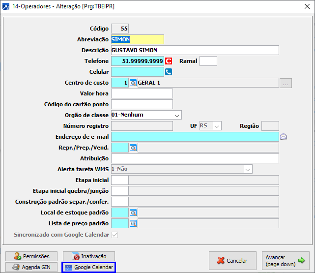 Integração com o Google Calendar - ERP SIGER