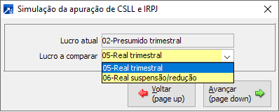 Simulação da apuração de CSLL/IRPJ