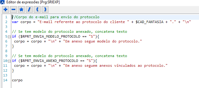 Editor E-mail do Protocolo