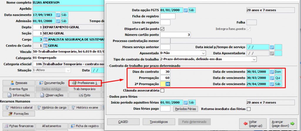 Geração de Avaliação Tempo de Contrato