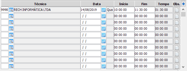 5. Grupo de horários