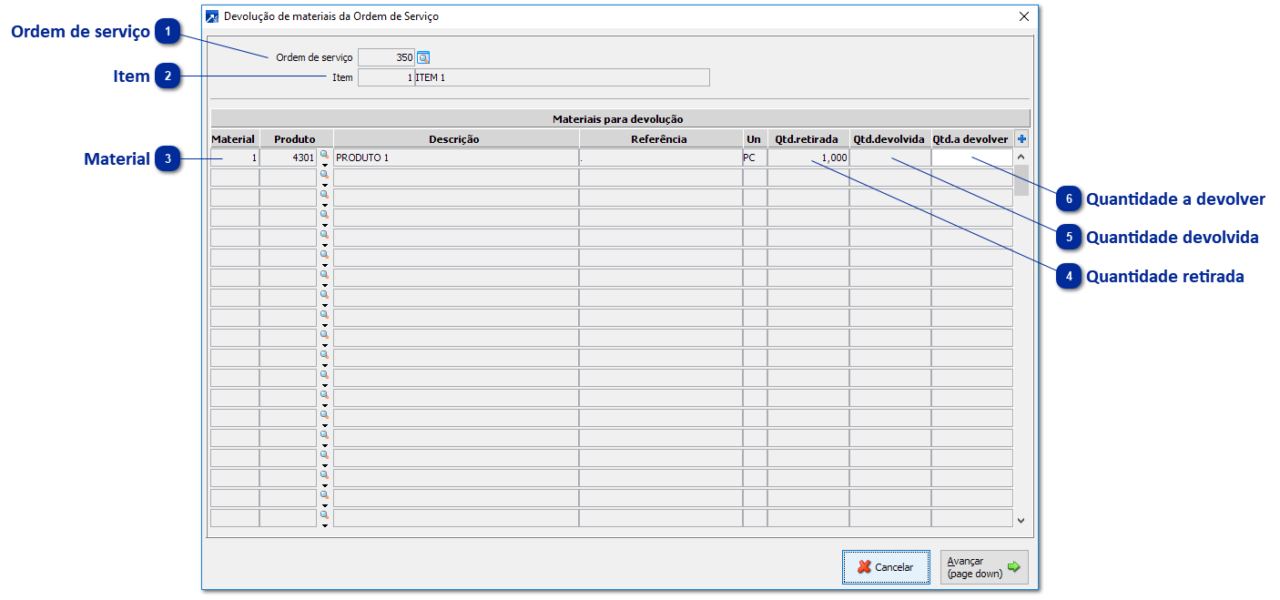 Devolução de Materiais