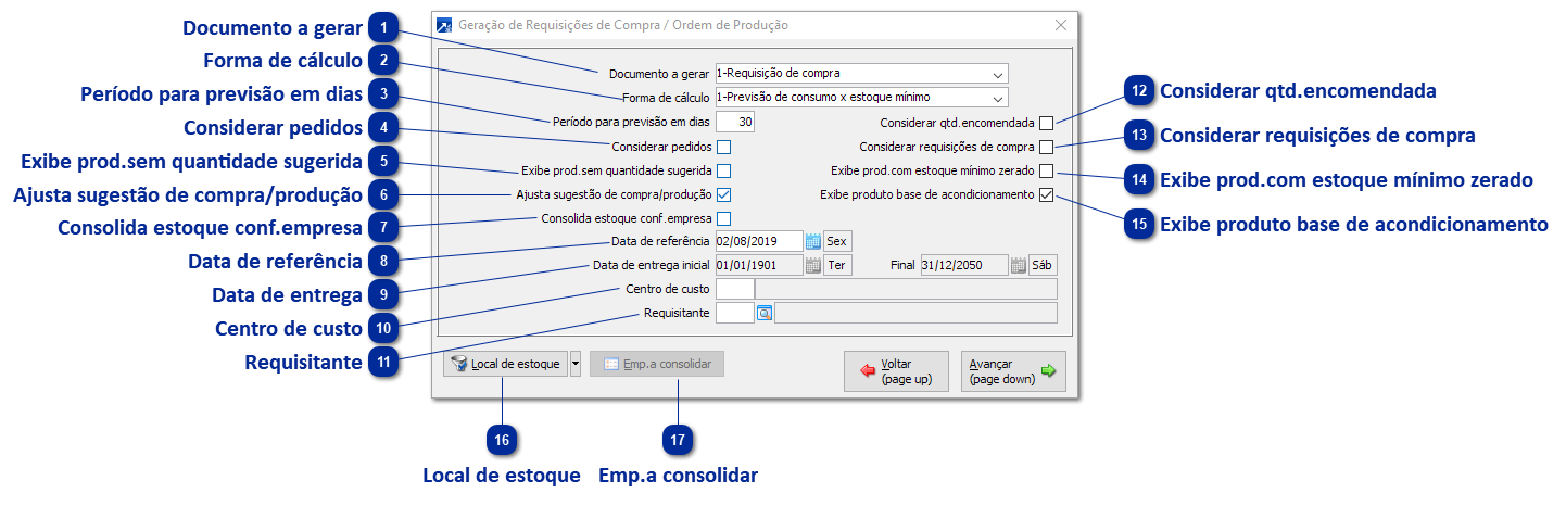 Geração de Requisição de Compras e OP