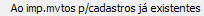 20. Ao imp.mvtos p/cadastros já existentes