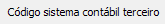 10. Código sistema contábil terceiro