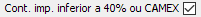 22. Cont. imp. inferior a 40% ou CAMEX