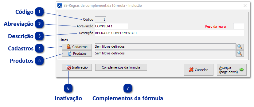 Regras dos Complementos da Fórmula