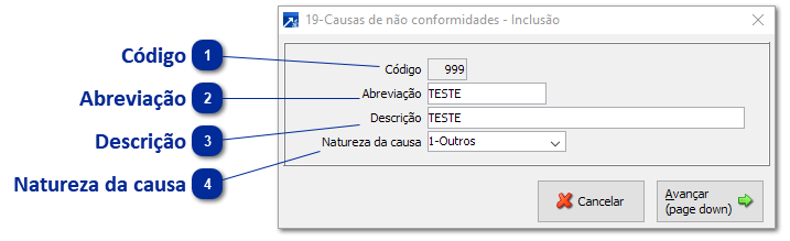 Causas de Não Conformidades