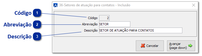 Setor de Atuação para Contatos