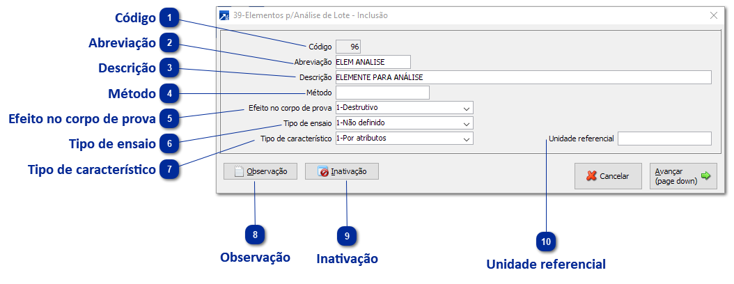Elementos para Análise de Lote