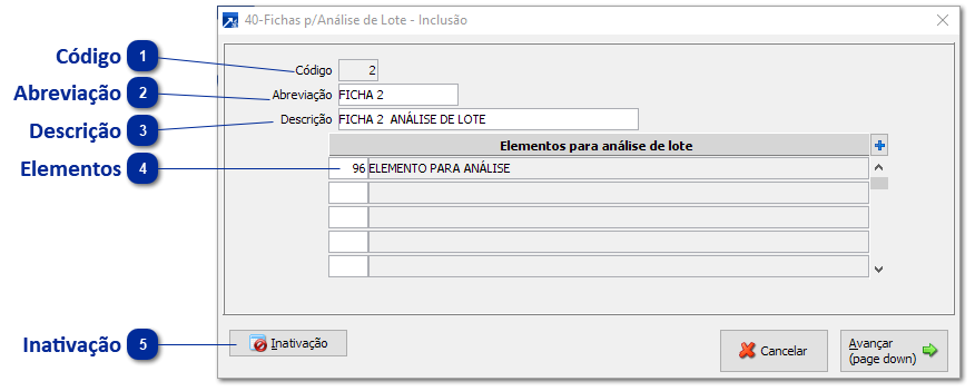 Fichas para Análise de Lote