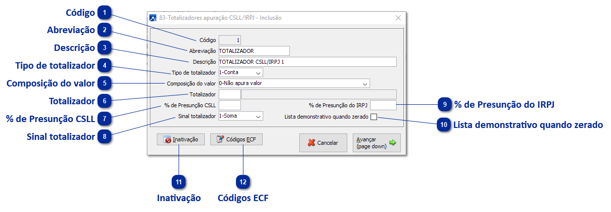 Totalizadores para Apuração de CSLL/IRPJ no Lucro Presumido
