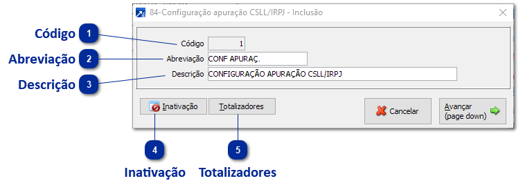 Configurações do Demonstrativo de Apuração de CSLL/IRPJ no Lucro Presumido