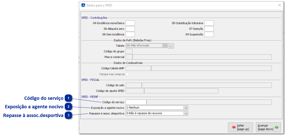 Configurações (Cadastro dos produtos)