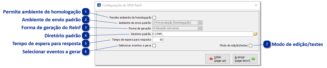 Configurações (Janela de geração)
