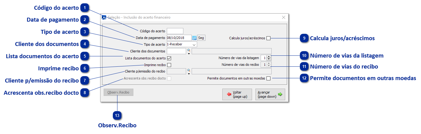 Acerto Financeiro - Compensações