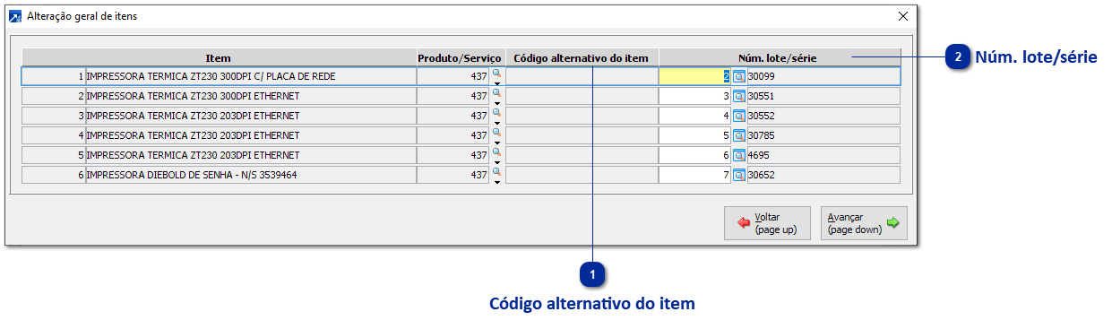 Alteração Geral de Itens