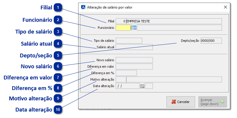 Alteração Salarial por Valor