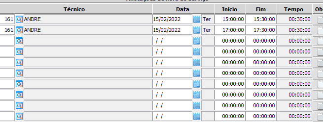 5. Grupo de horários