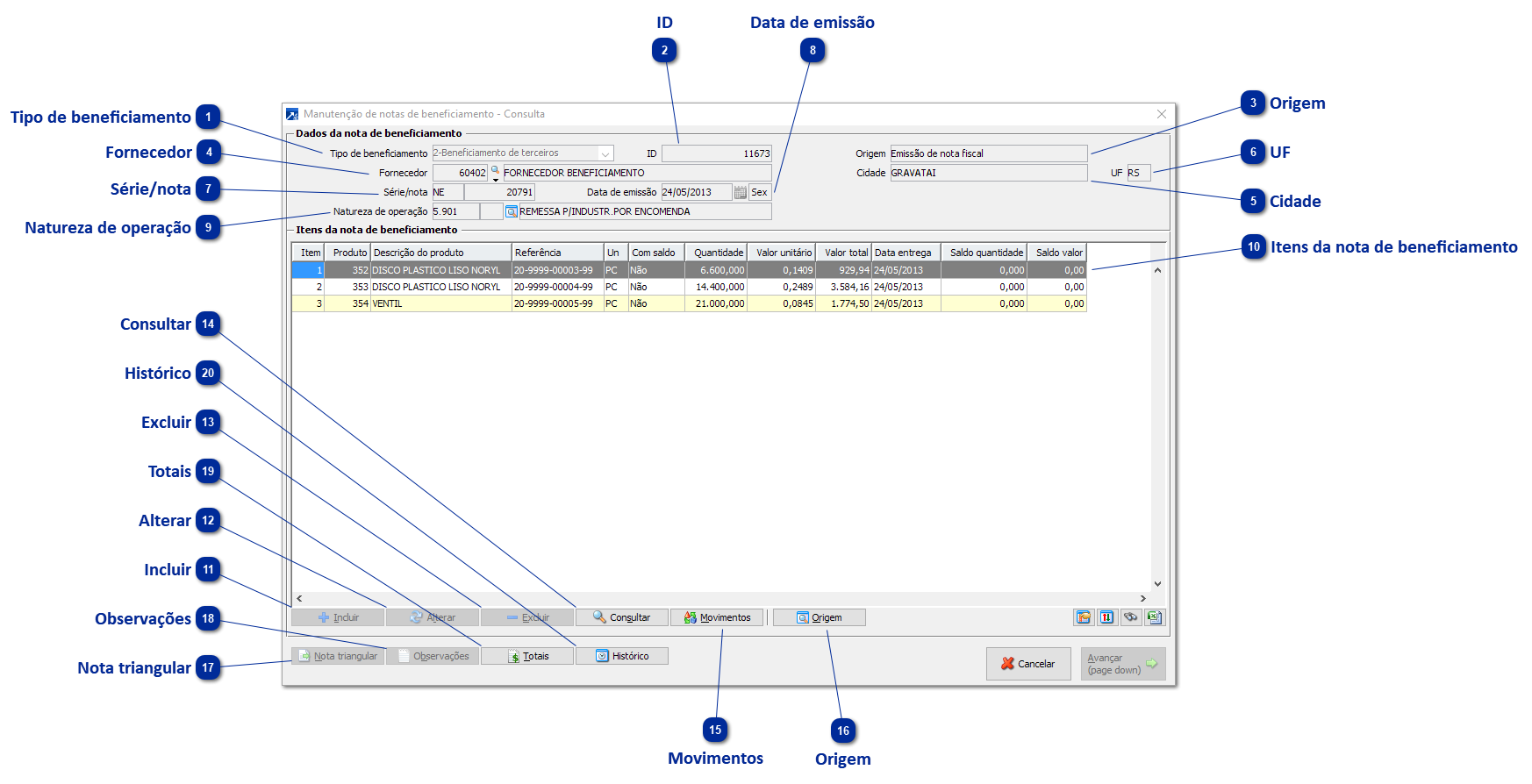 Notas de Beneficiamento