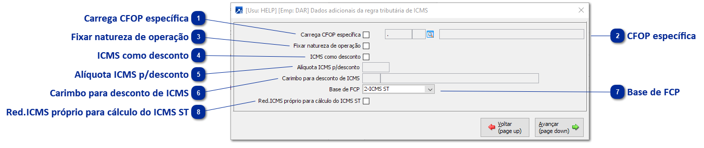 Botão <Específico>