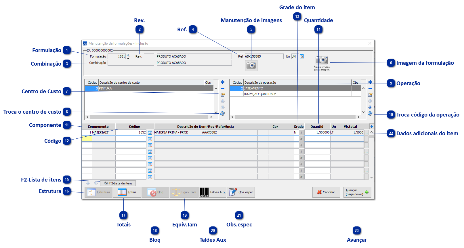 Cadastrando Formulações