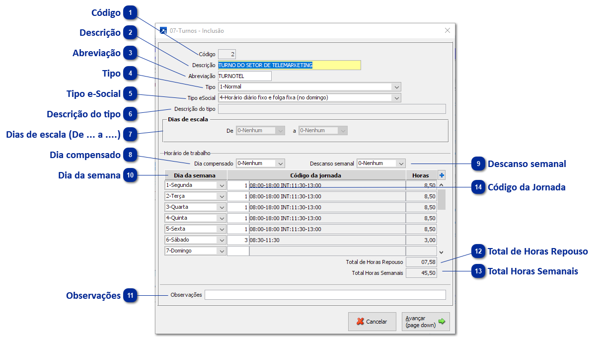 Cadastro de Turnos Para Uso em Campanhas do Telemarketing