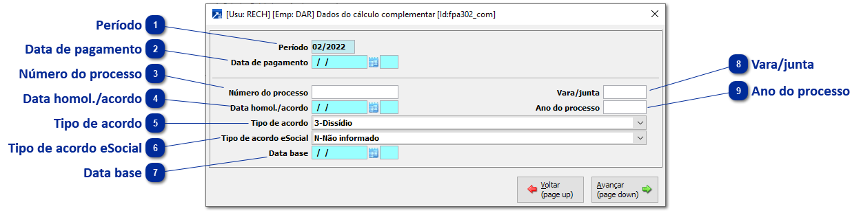 Cálculo Folha complementar