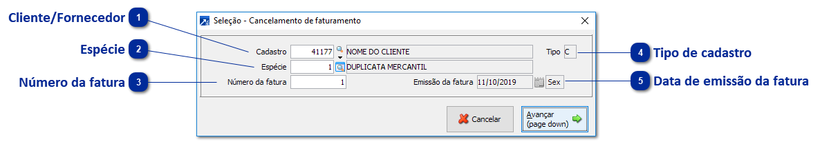 Cancelamento da Fatura