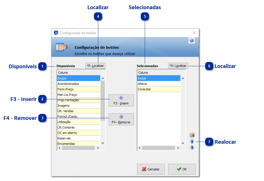 Configuração de Botões