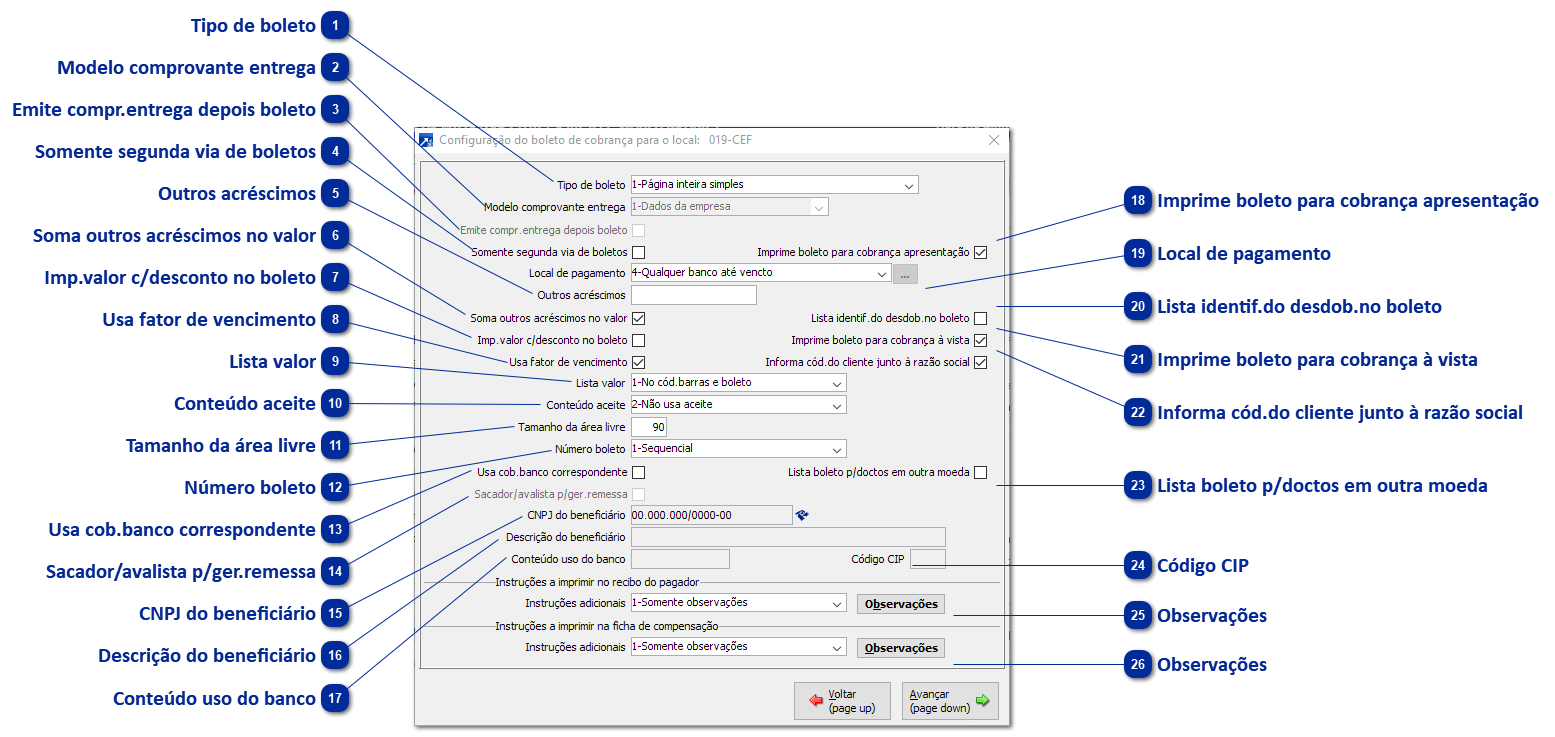 Configuração do Boleto de Cobrança