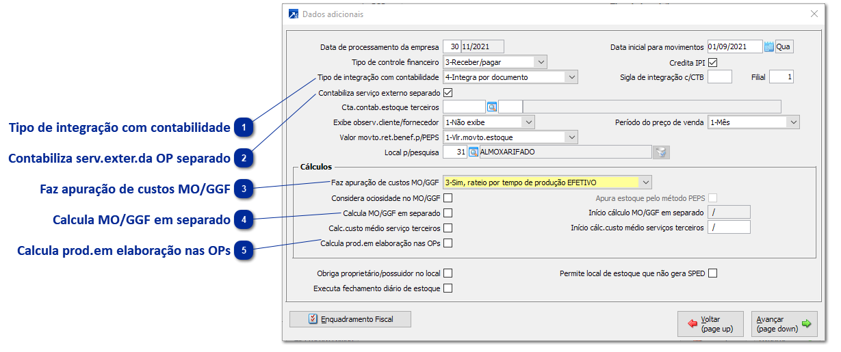 Configurações e preparação dos cadastros