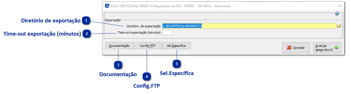 Configurações para geração do arquivo