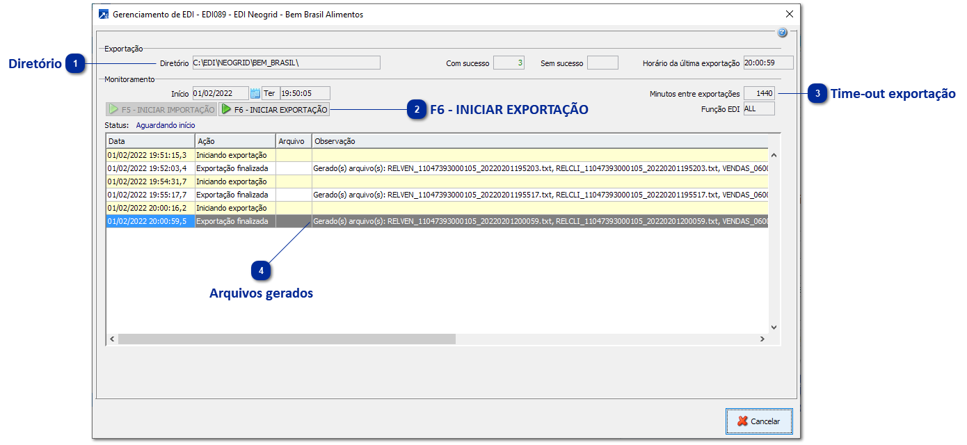 Geração dos arquivos