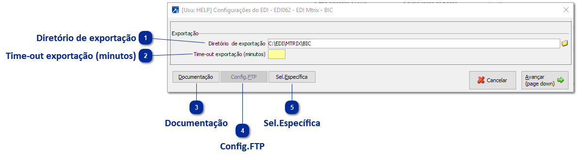 Configurações para geração do arquivo