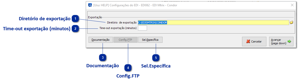 Configurações para geração do arquivo