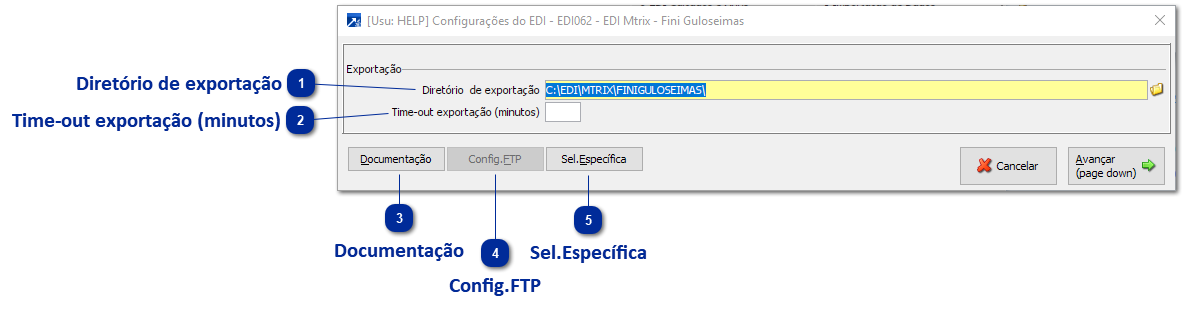 Configurações para geração do arquivo