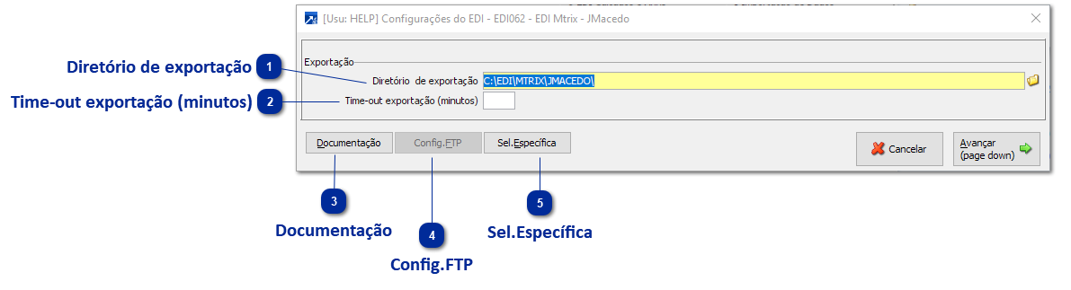 Configurações para geração do arquivo