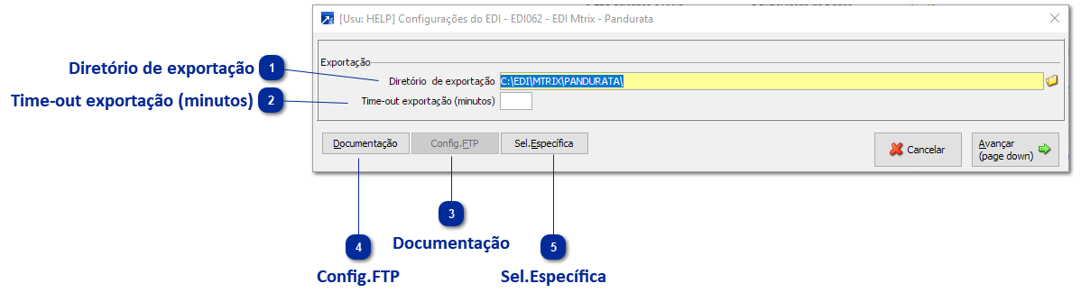 Configurações para geração do arquivo