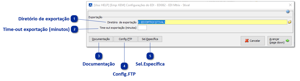 Configurações para geração do arquivo