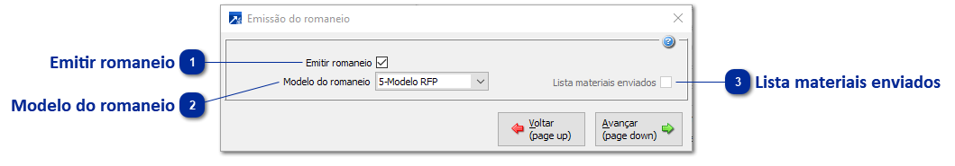 Emissão do Romaneio