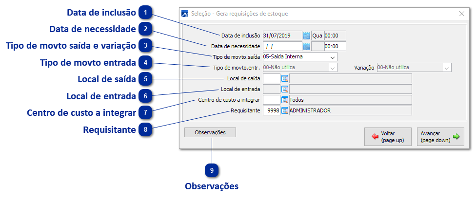 Geração de Requisição de Estoque com alteração