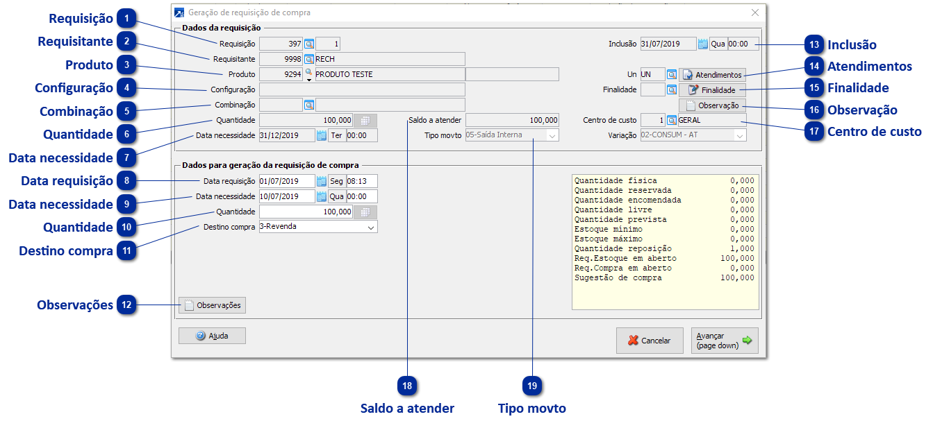 Geração de Requisição
