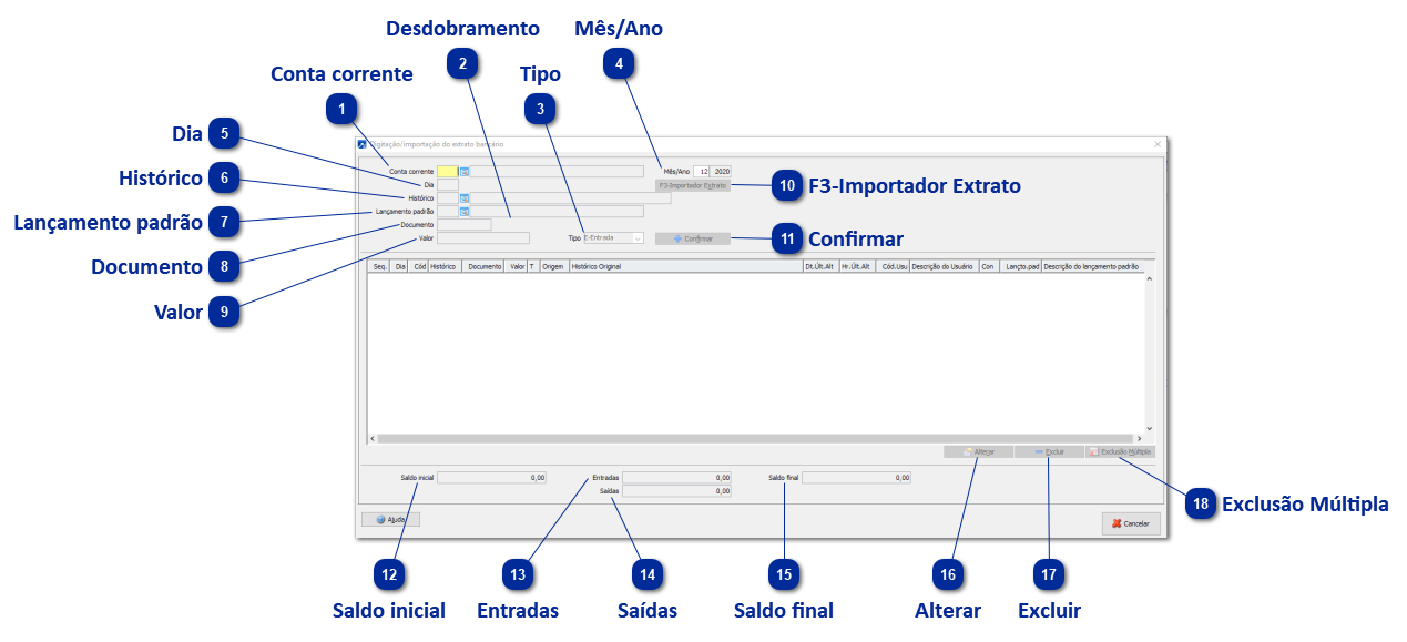 Importação do Extrato