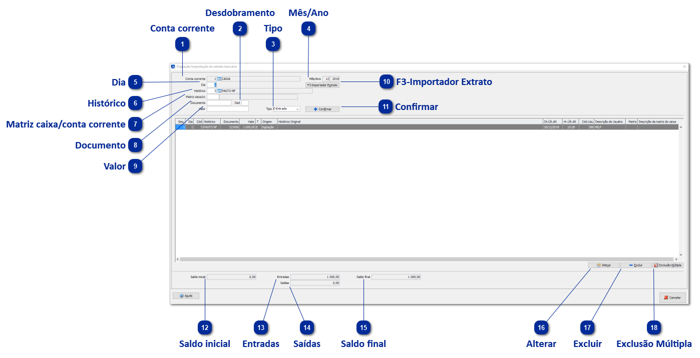 Importação do Extrato