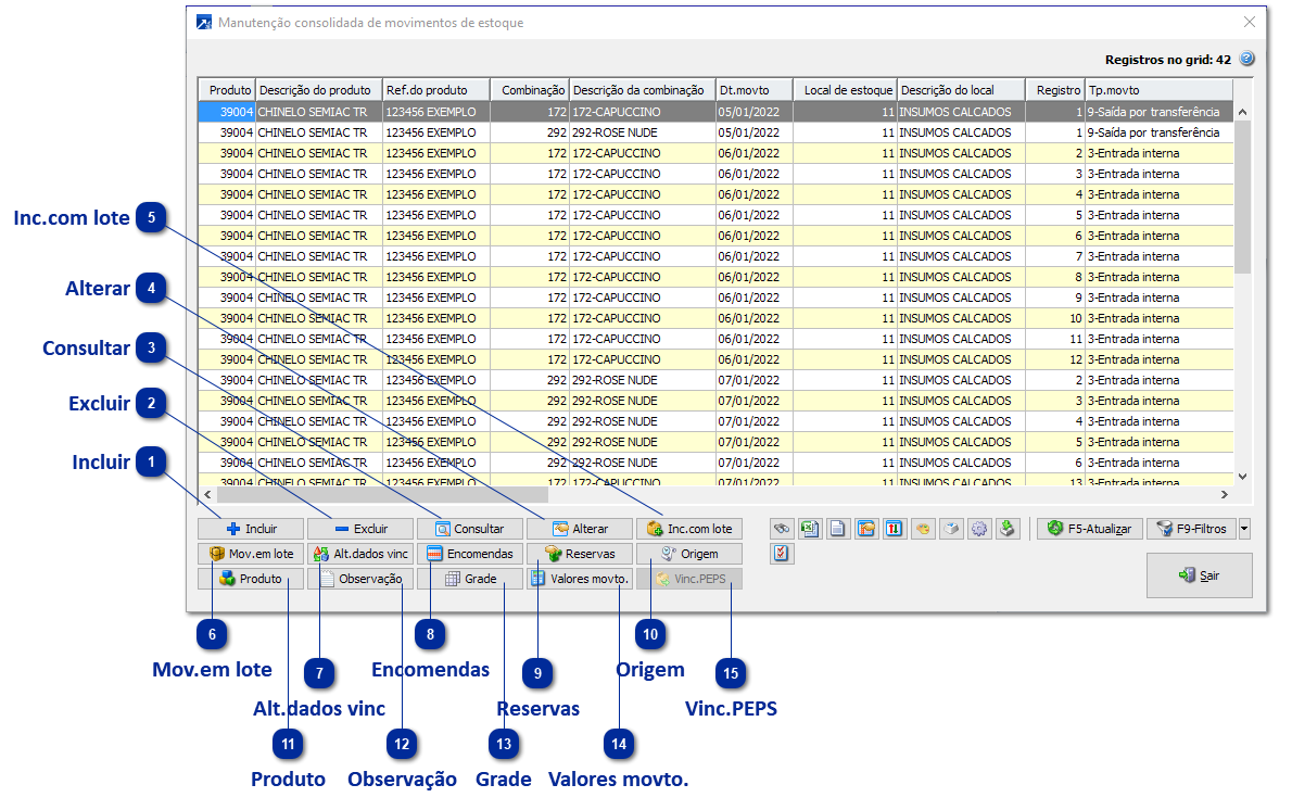 Manutenção Consolidada Movimentos Estoque