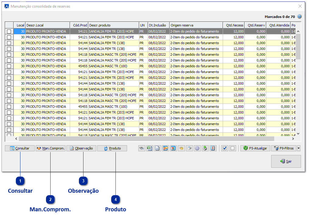 Manutenção consolidada